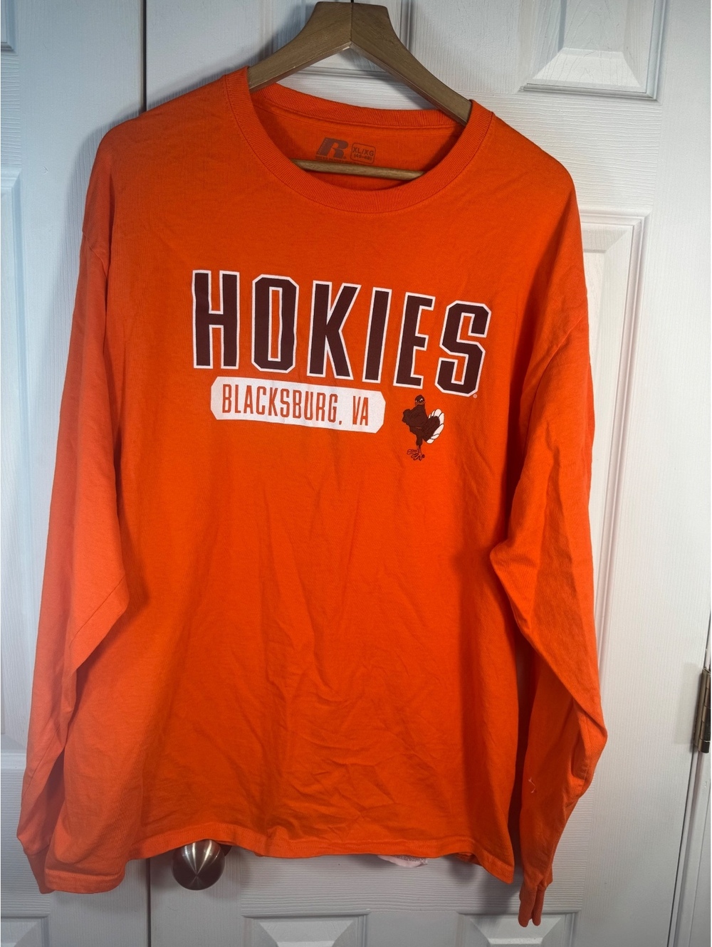 Russell Athletic Hokies Blacksburg VA Long Sleeve T-Shirt XL Orange